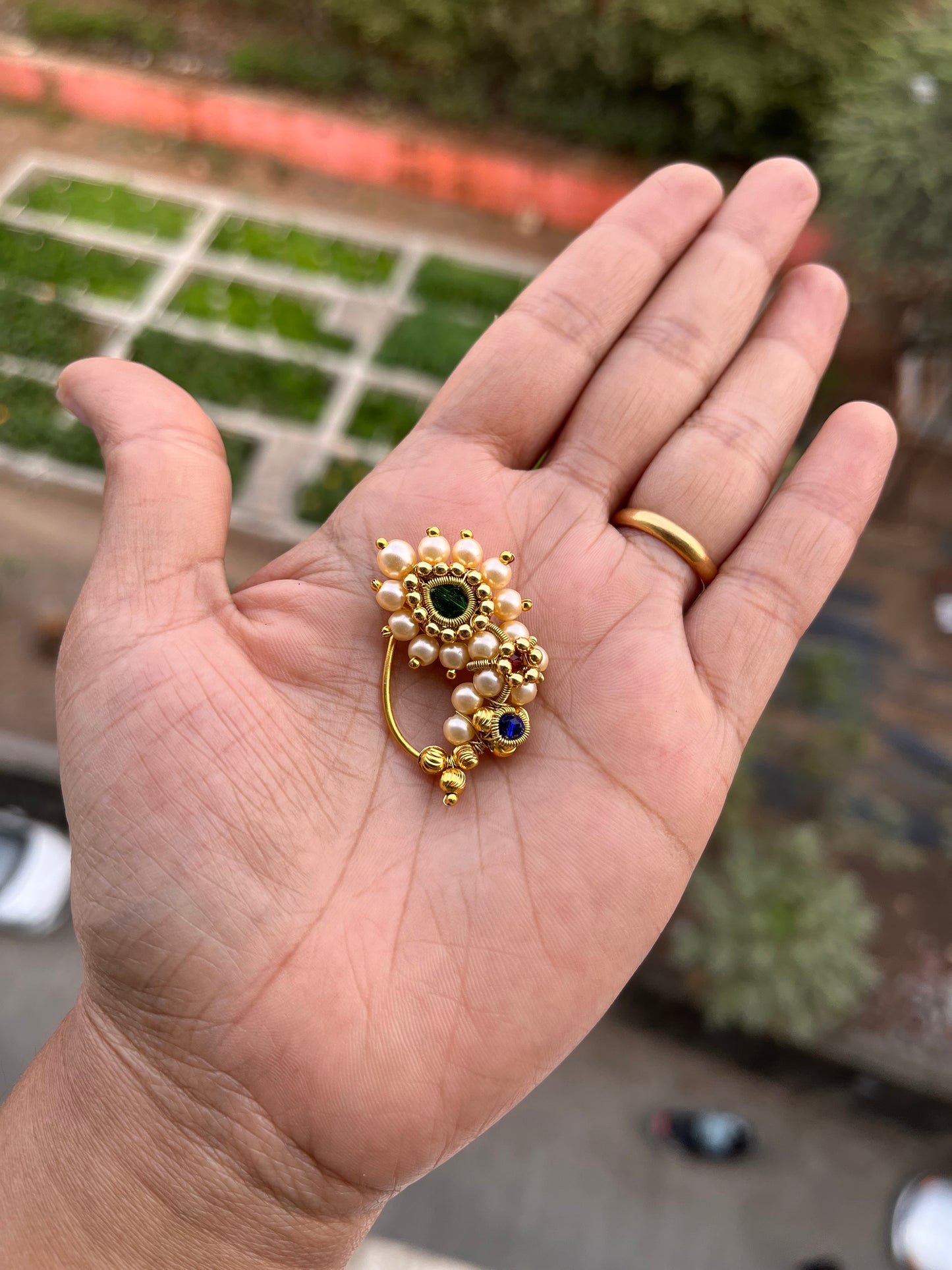 Traditional golden pearl Nath