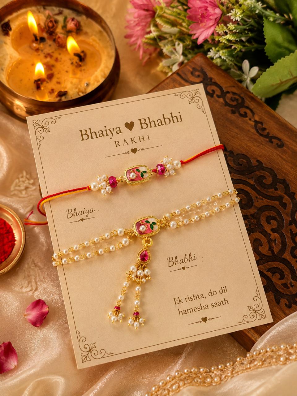 Floral couple Rakhi