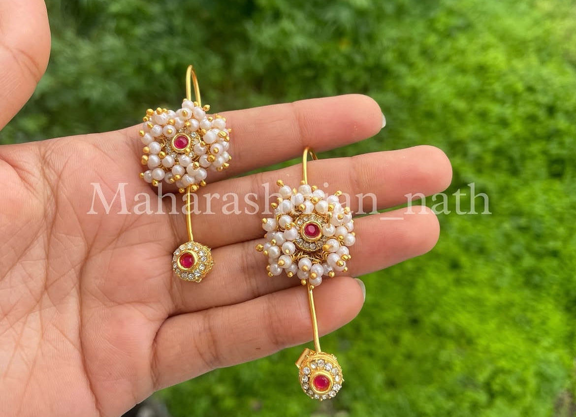 Two in one pearl Kundan Earcuff