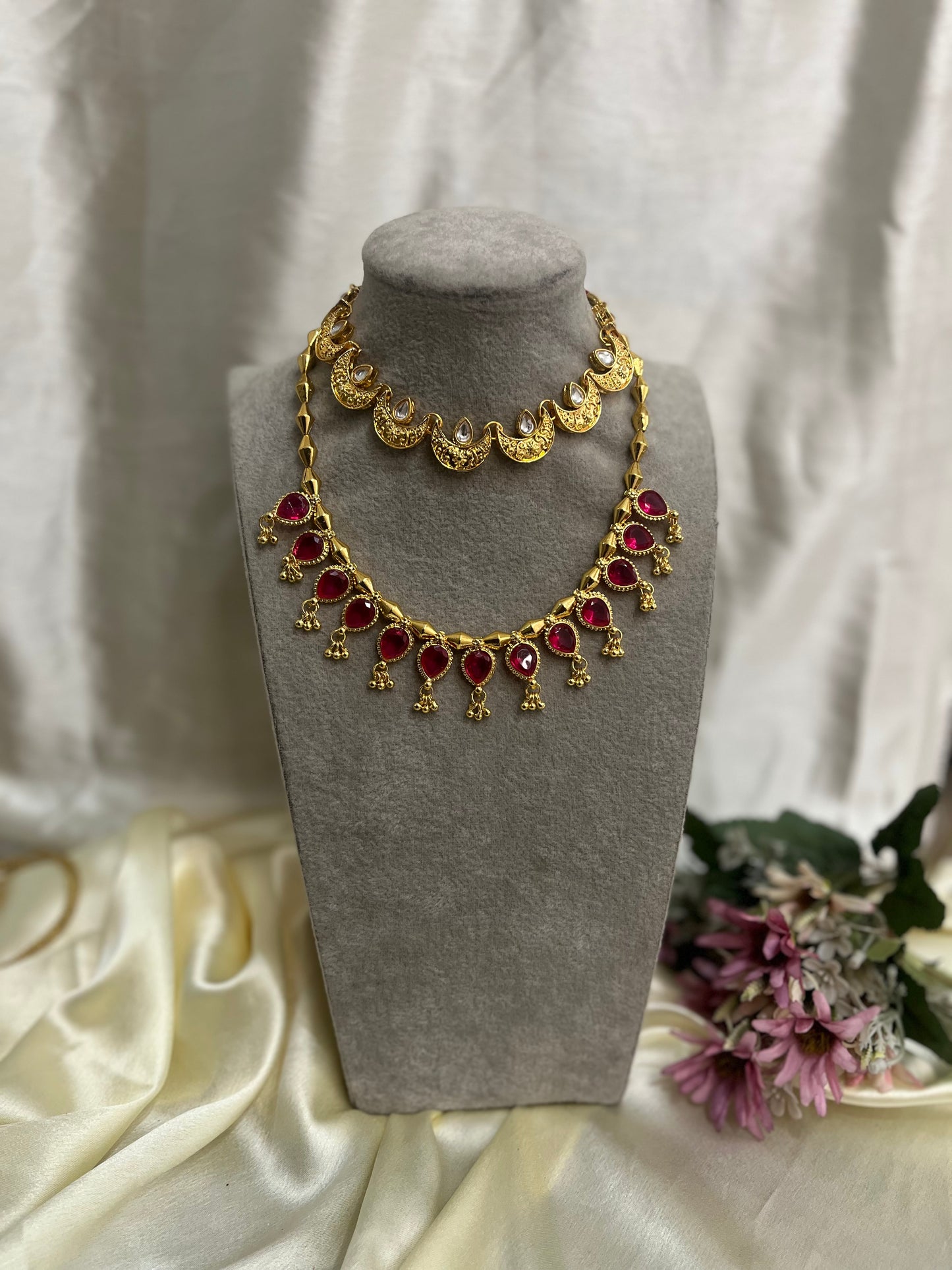 Chandra choker and short necklace
