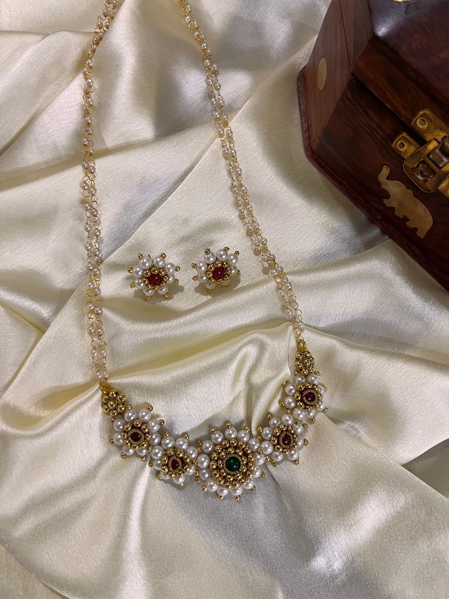 Handcrafted pearl long Necklace