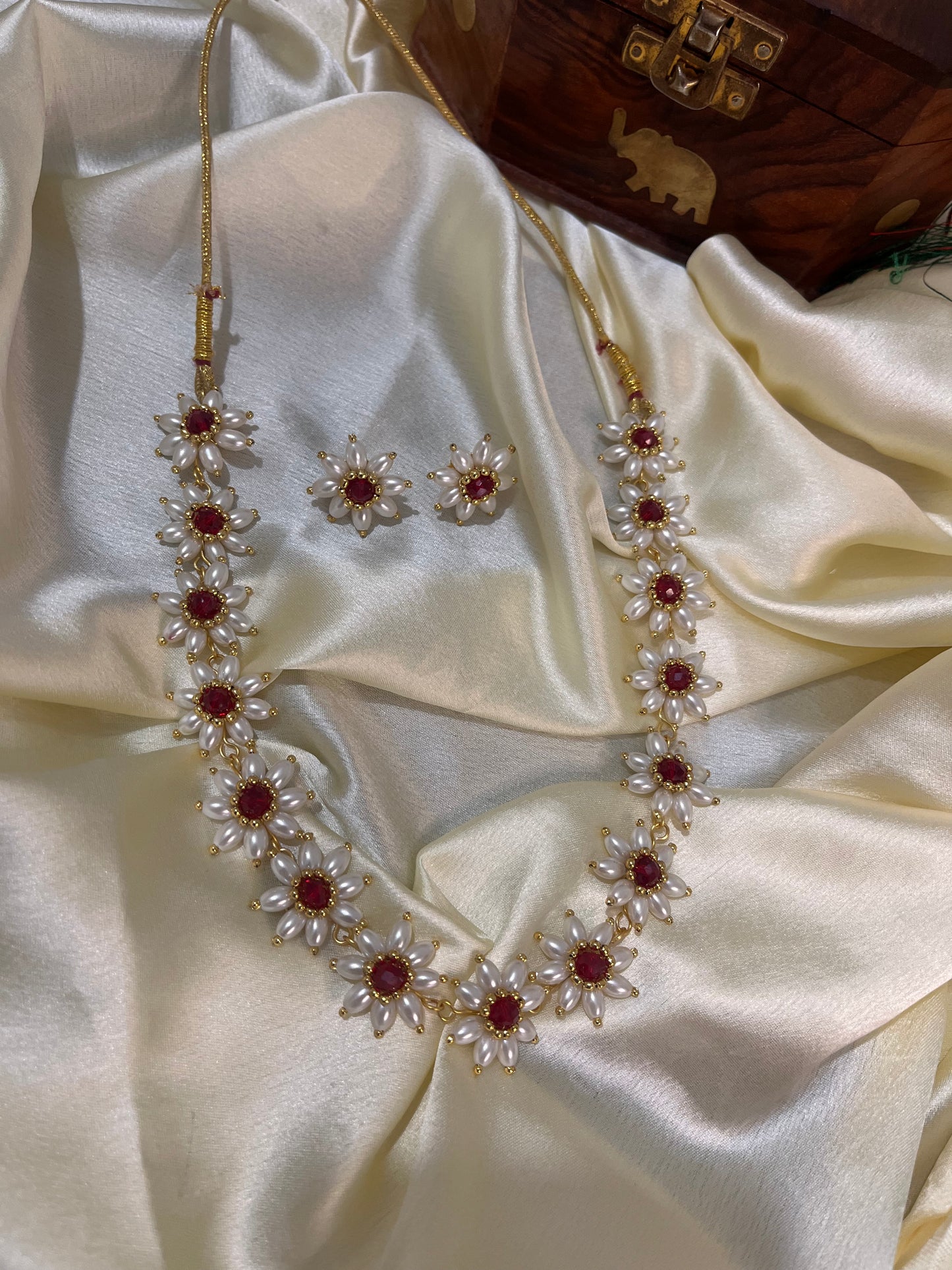 Handcrafted Parijatak pearl long Necklace