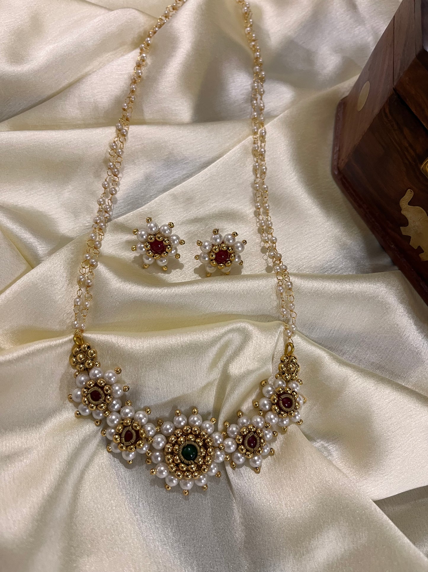 Handcrafted pearl long Necklace