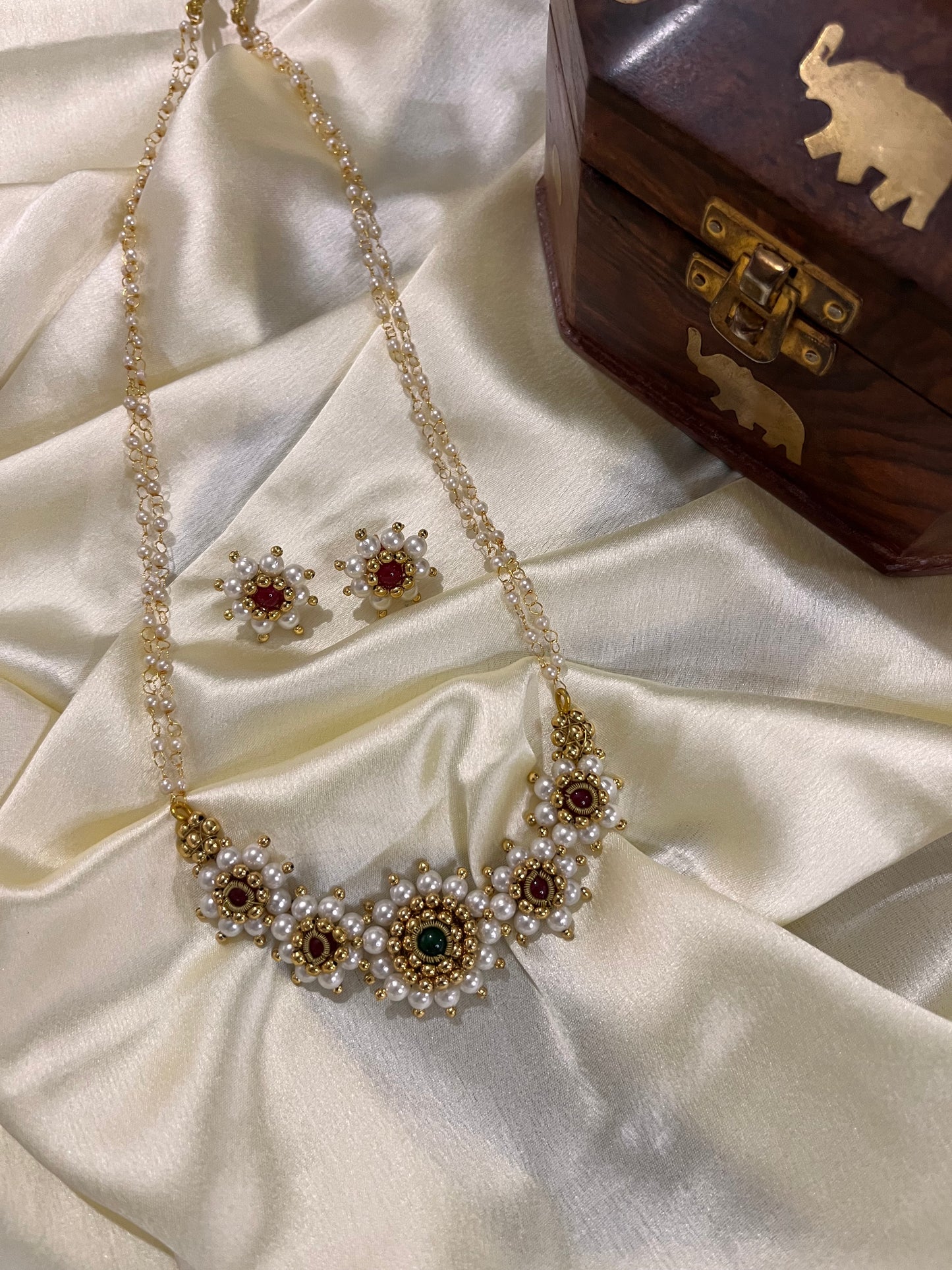 Handcrafted pearl long Necklace